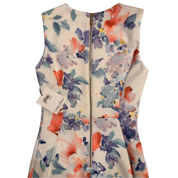 CALVIN KLEIN | Women’s | NWT | Sleeveless V-Neck A-Line Floral Dress | Size 2 - Picture 6 of 9